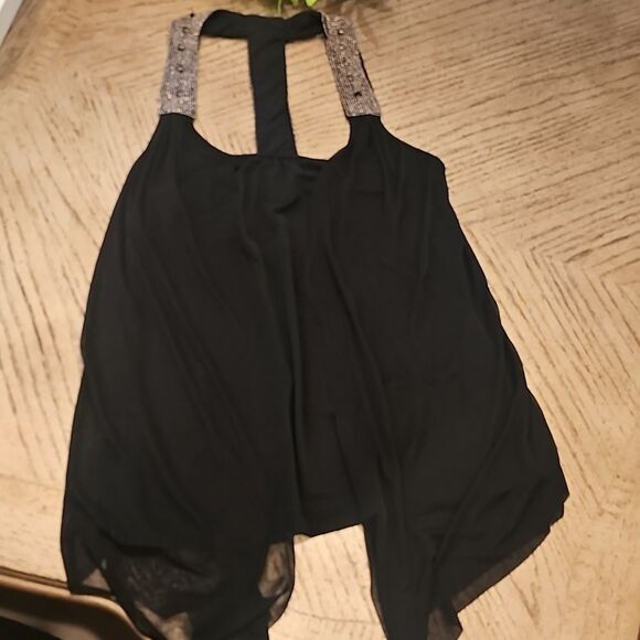 Elegant Black Beaded Sleeveless Top Size S - Picture 10 of 10